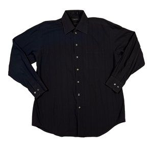 Claiborne Shirt Men's Long Sleeve Casual Button Up Collared Striped Blue Large